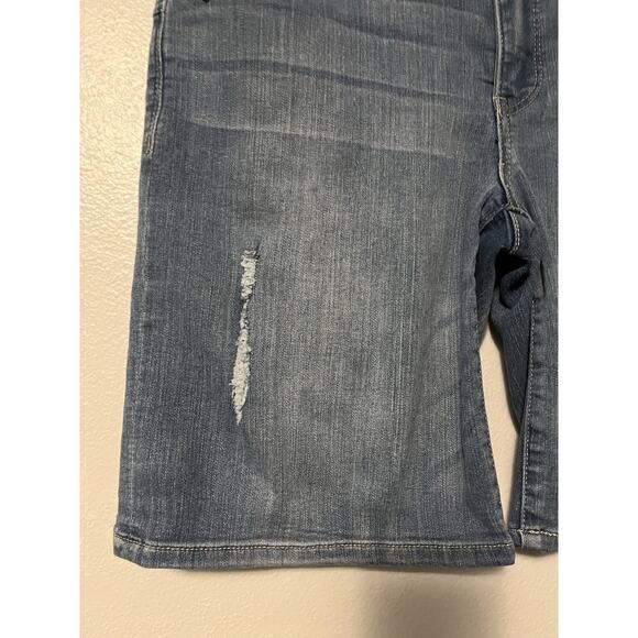 Democracy Jean Shorts Women's 4 Blue Ab Solution Bermuda Distressed Denim - Picture 2 of 10